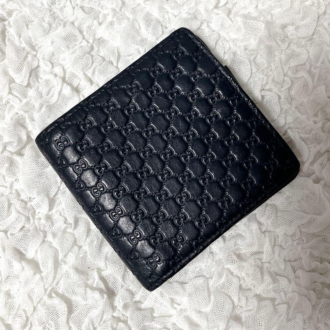美品✨️ GUCCI マイクロシマ 二つ折り財布 レザー　コンパクトウォレット