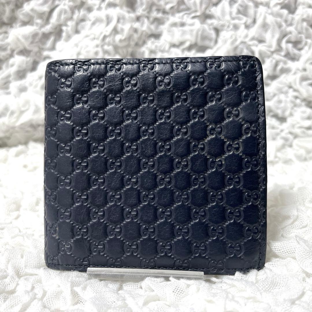 美品✨️ GUCCI マイクロシマ 二つ折り財布 レザー　コンパクトウォレット