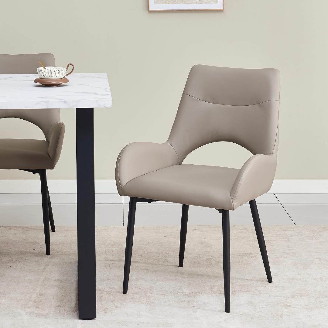 【2脚】ダイニングチェア 2脚セット対応 肘付き PU ハーフアーム 椅子