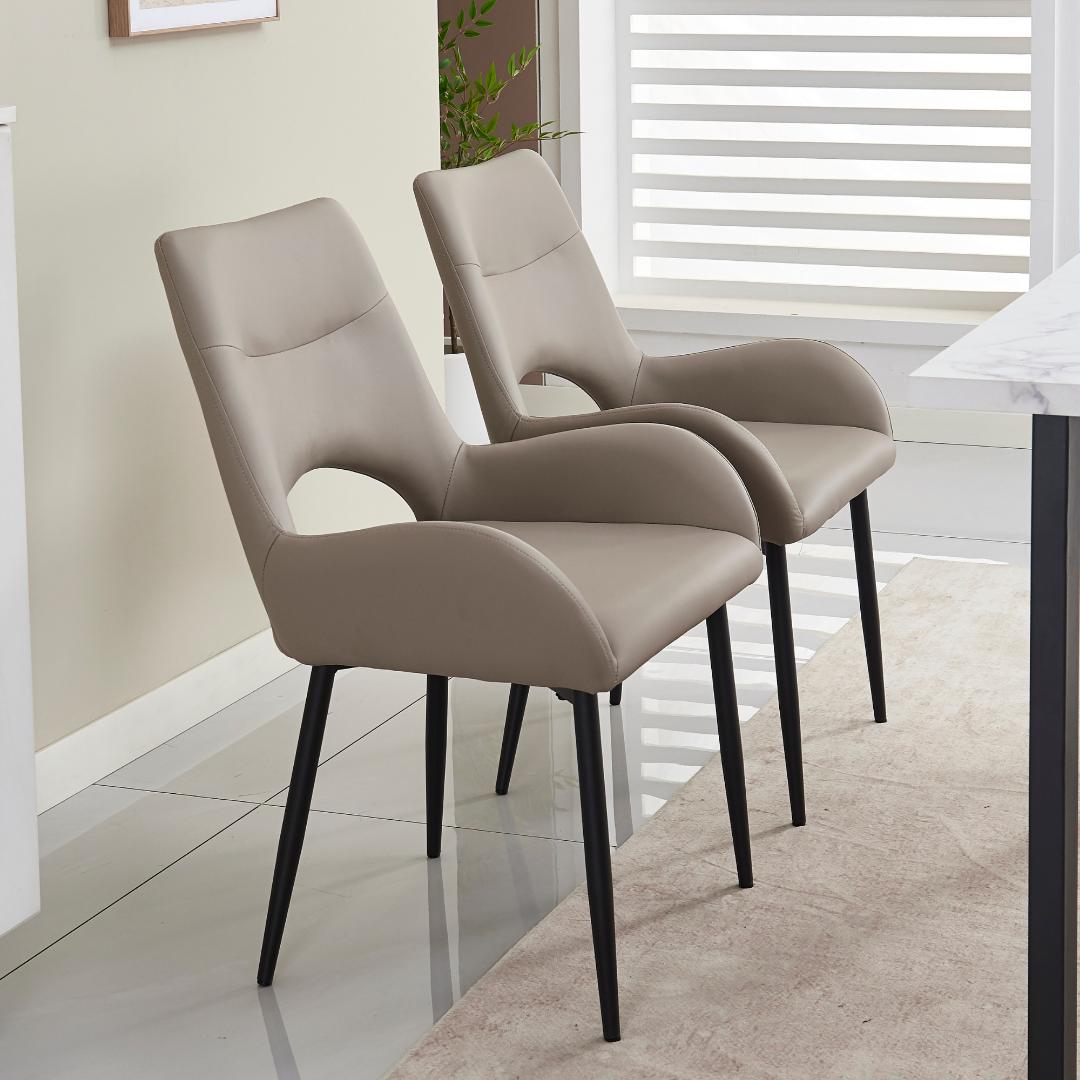 【2脚】ダイニングチェア 2脚セット対応 肘付き PU ハーフアーム 椅子