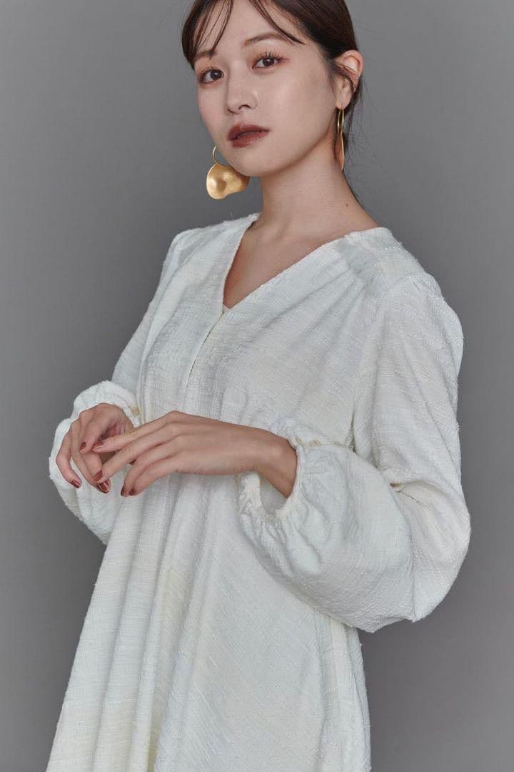 ワンピース l'or Fringe Slub tweed Dress