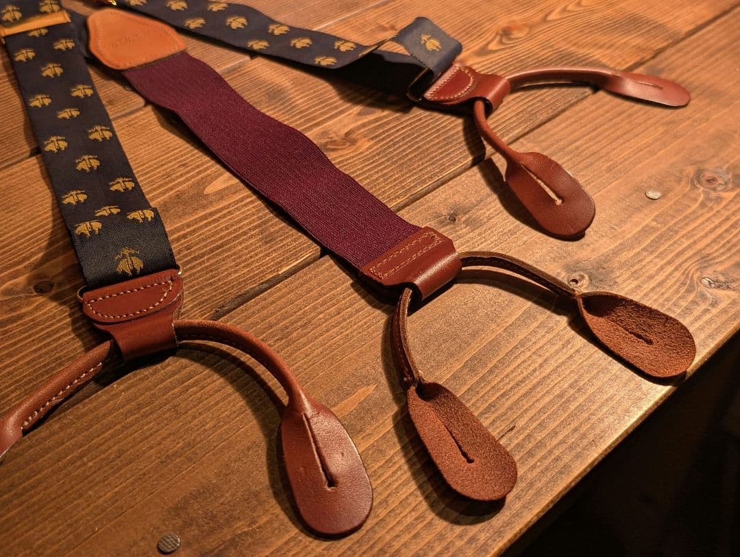 【極美品】BROOKS BROTHERS サスペンダー 真鍮 本革 ボルドー
