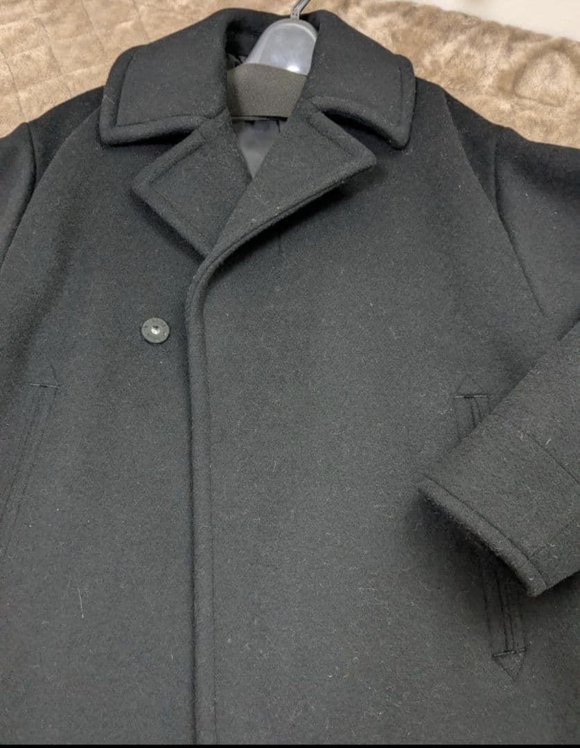 HYKE ハイク　メルトンウールロングコート　黒　サイズ2