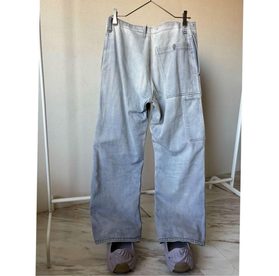 \"鬼焼けサンフェード\" ナス紺 ラベンダー ユーロヴィンテージ ワークパンツ