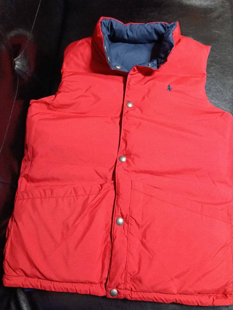 新品　タグ付き　ポロラルフローレン　ダウンベスト　リバーシブル　ネイビー　赤　L