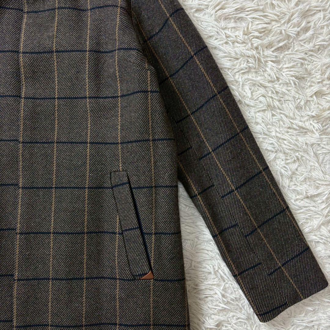 【美品】パラスパレス　ウール　チェスターコート　チェック　グレー　3