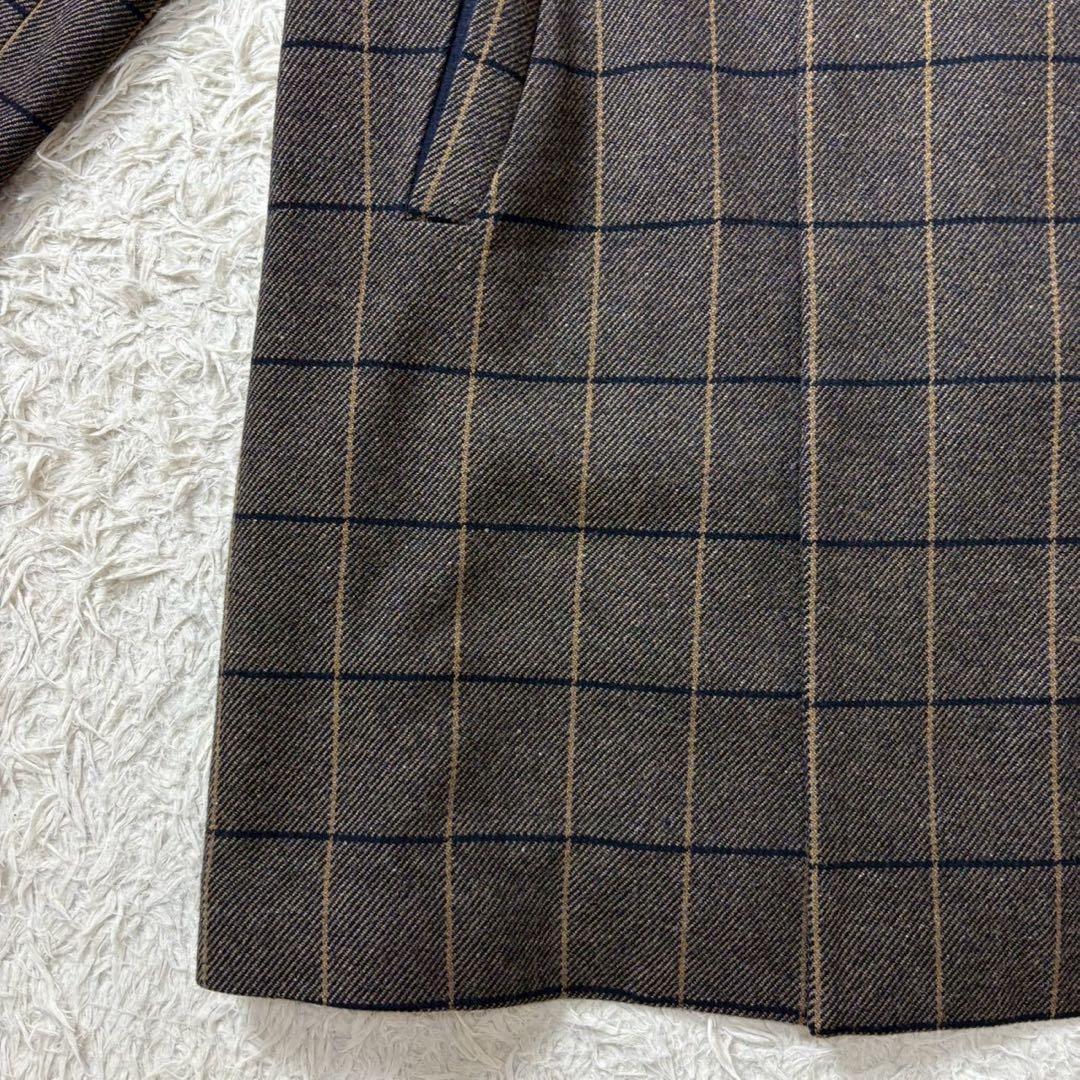【美品】パラスパレス　ウール　チェスターコート　チェック　グレー　3