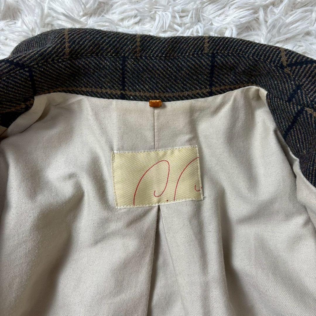 【美品】パラスパレス　ウール　チェスターコート　チェック　グレー　3