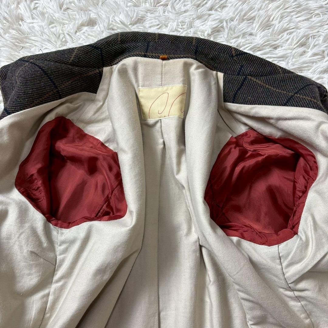 【美品】パラスパレス　ウール　チェスターコート　チェック　グレー　3