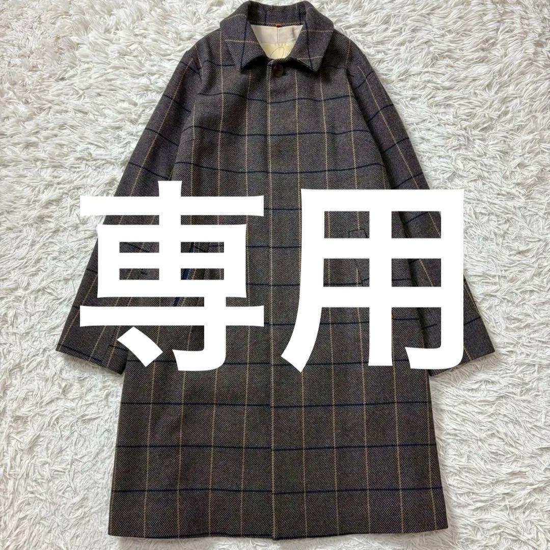 【美品】パラスパレス　ウール　チェスターコート　チェック　グレー　3