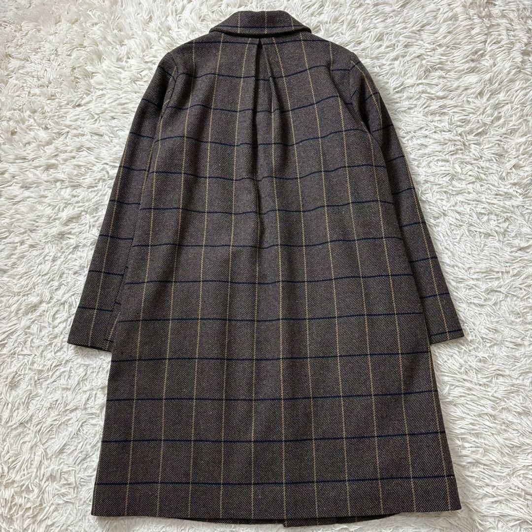【美品】パラスパレス　ウール　チェスターコート　チェック　グレー　3