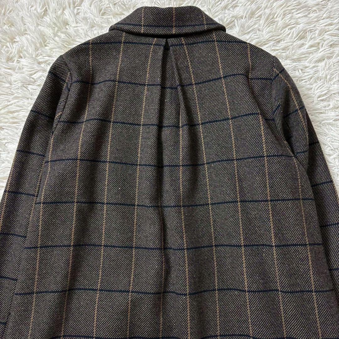 【美品】パラスパレス　ウール　チェスターコート　チェック　グレー　3