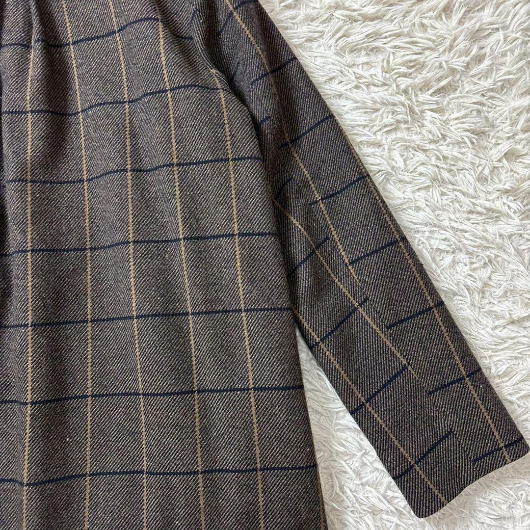 【美品】パラスパレス　ウール　チェスターコート　チェック　グレー　3