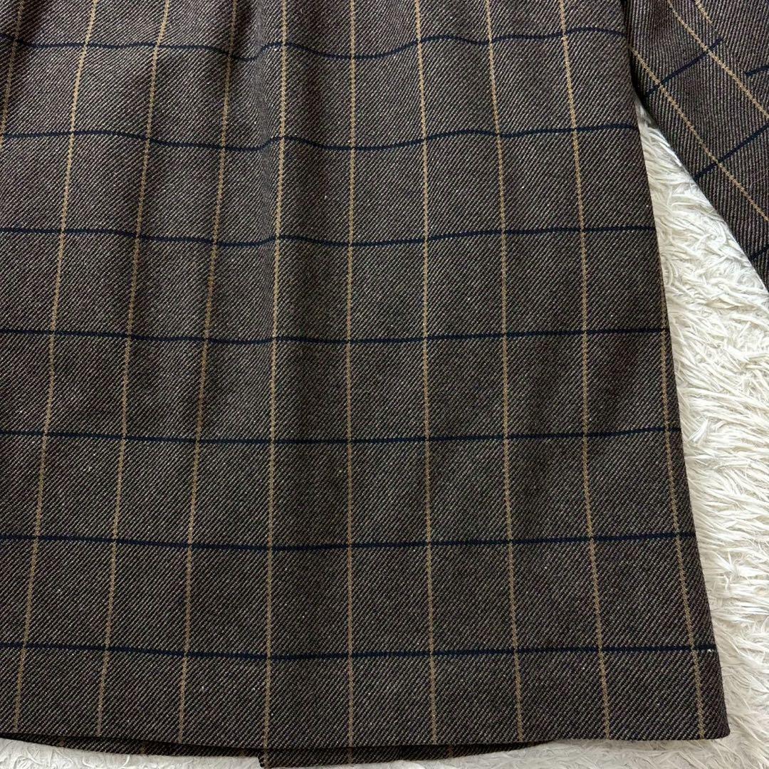【美品】パラスパレス　ウール　チェスターコート　チェック　グレー　3