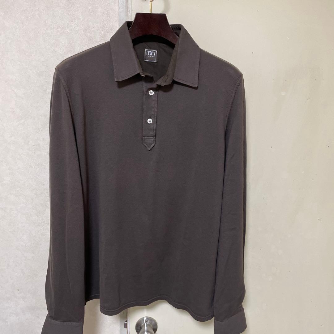 新品未使用　FEDELI フェデリ　長袖ポロシャツ　ブラウン　52サイズ