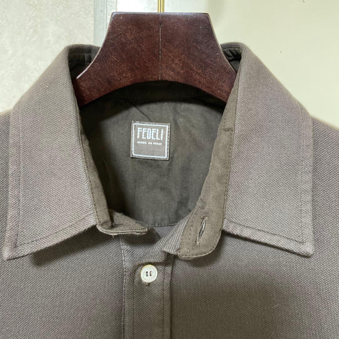 新品未使用　FEDELI フェデリ　長袖ポロシャツ　ブラウン　52サイズ