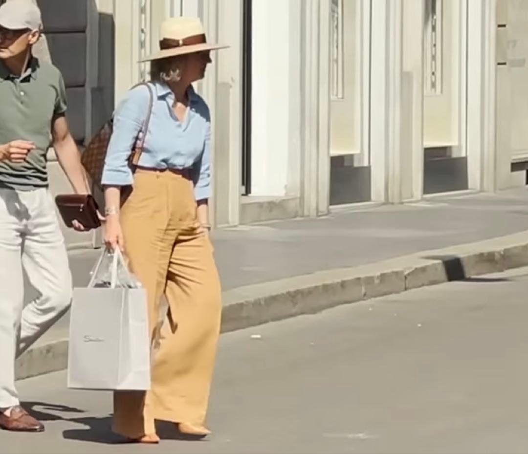 Borsalino パナマハット、アイボリー/赤