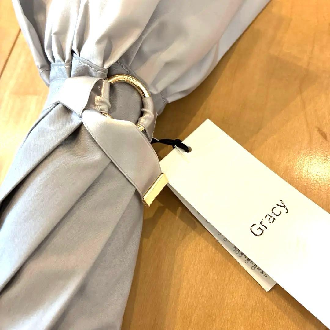 グレイシーのフリルたっぷり晴雨兼用日傘シルバーグレー