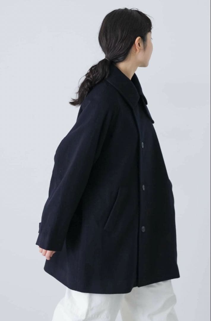 週末価格【新品】かぐれ　ウールシングルPコート【25AW 】ネイビー