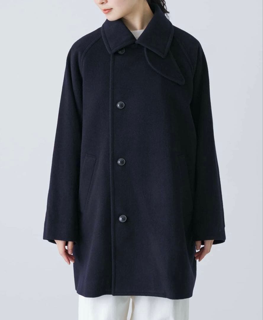 週末価格【新品】かぐれ　ウールシングルPコート【25AW 】ネイビー