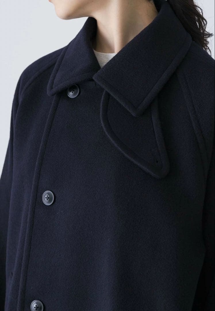 週末価格【新品】かぐれ　ウールシングルPコート【25AW 】ネイビー