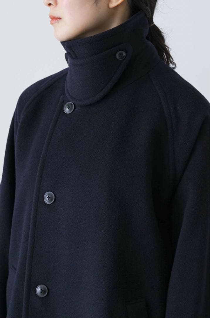 週末価格【新品】かぐれ　ウールシングルPコート【25AW 】ネイビー