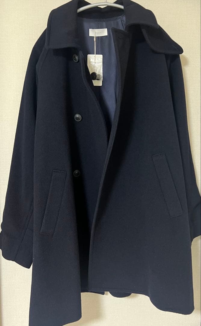 週末価格【新品】かぐれ　ウールシングルPコート【25AW 】ネイビー