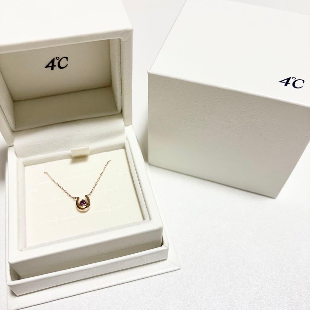 4℃ K10ピンクゴールド ネックレス 1月 誕生石