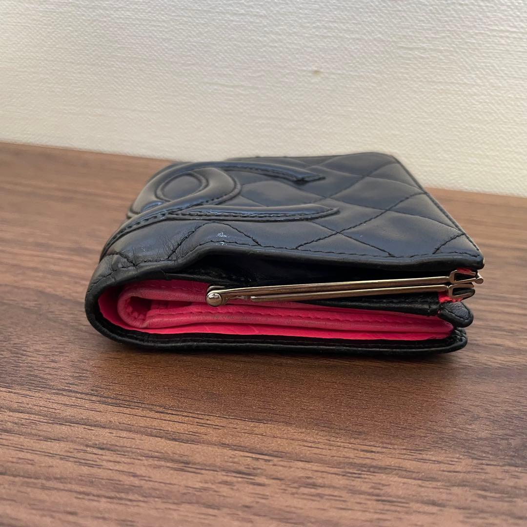 シャネル　カンボンライン　財布　ブラック