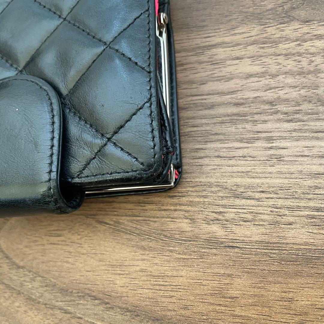 シャネル　カンボンライン　財布　ブラック