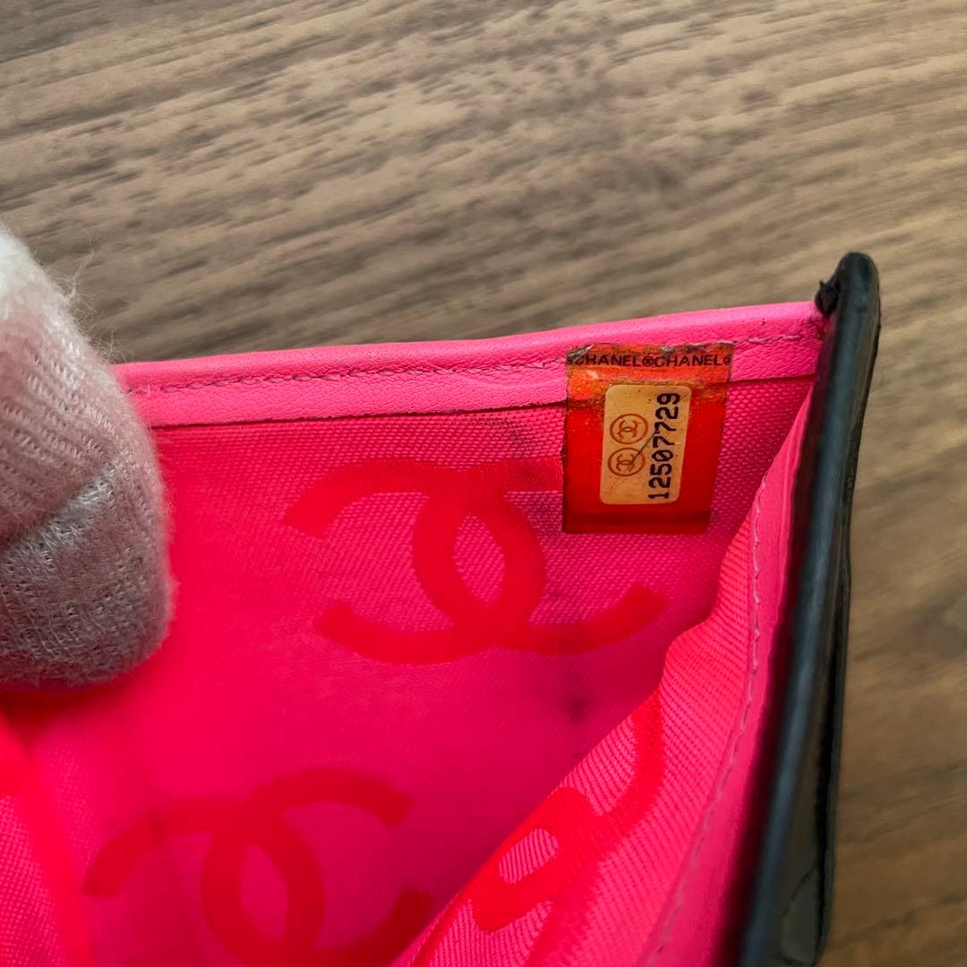 シャネル　カンボンライン　財布　ブラック