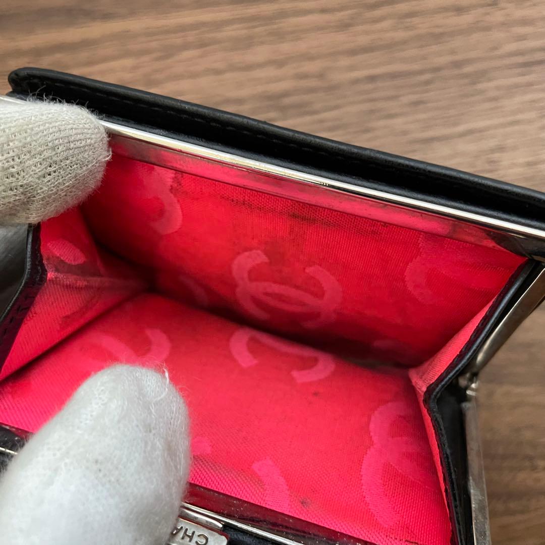 シャネル　カンボンライン　財布　ブラック