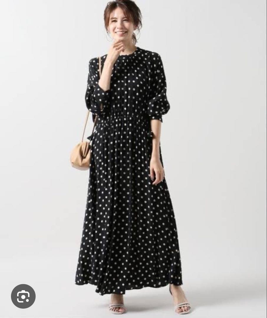SACRA ドット柄 マキシ丈ワンピース　ポルカドットワンピース　38