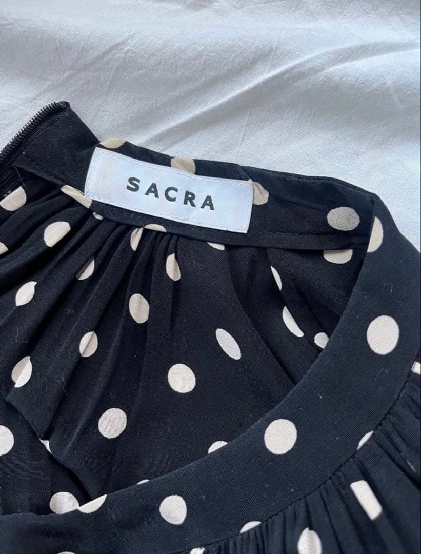 SACRA ドット柄 マキシ丈ワンピース　ポルカドットワンピース　38