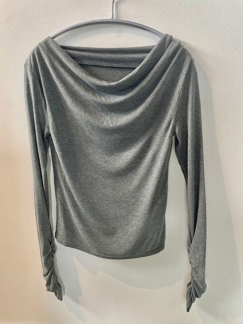 新品未使用　anuans ドレープネック 長袖Tシャツ グレー