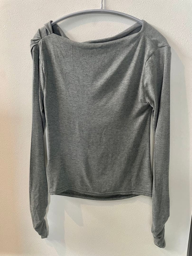 新品未使用　anuans ドレープネック 長袖Tシャツ グレー