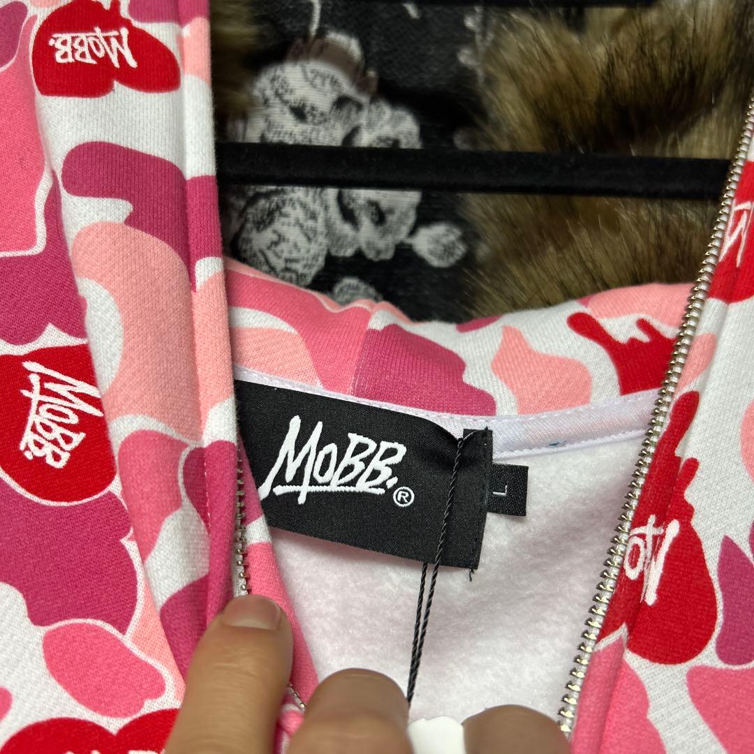 幸*様 MOBB ピンク ハート柄 ジップアップパーカー