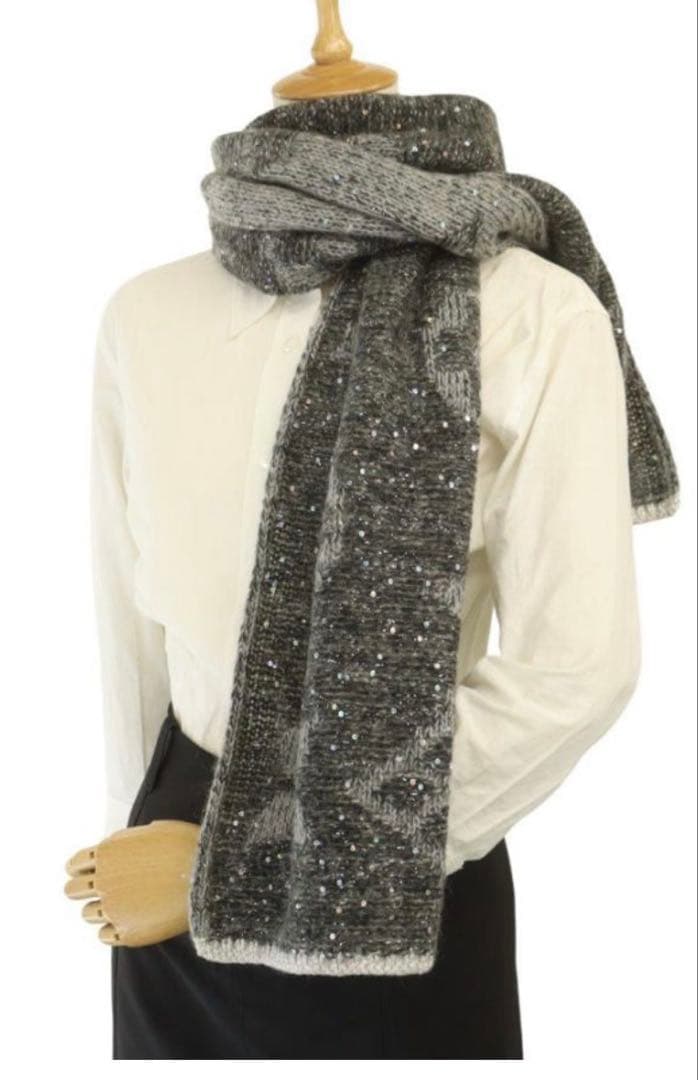 ルイヴィトン マフラー エシャルプ スパンコール 401910 ブラック グレー