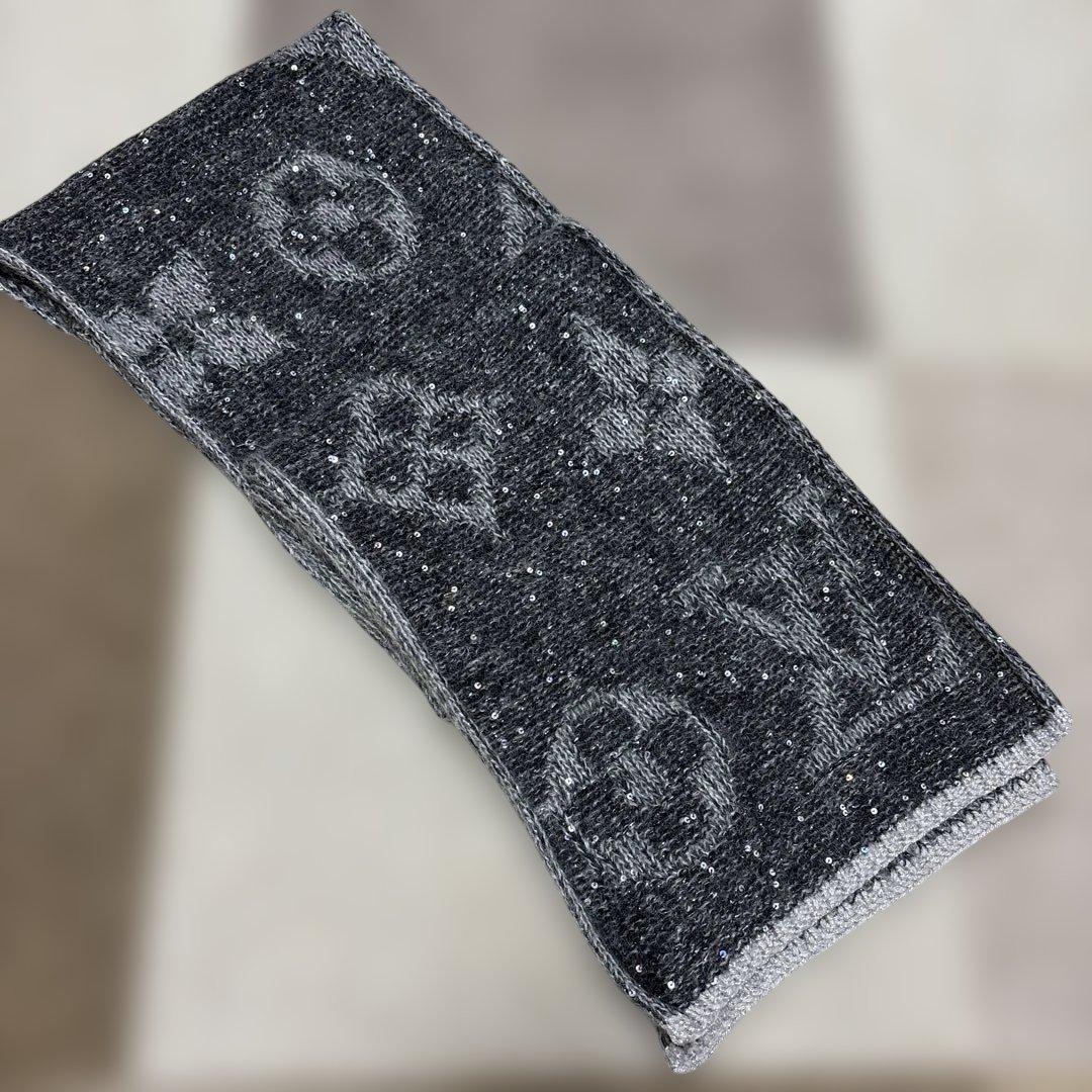 ルイヴィトン マフラー エシャルプ スパンコール 401910 ブラック グレー