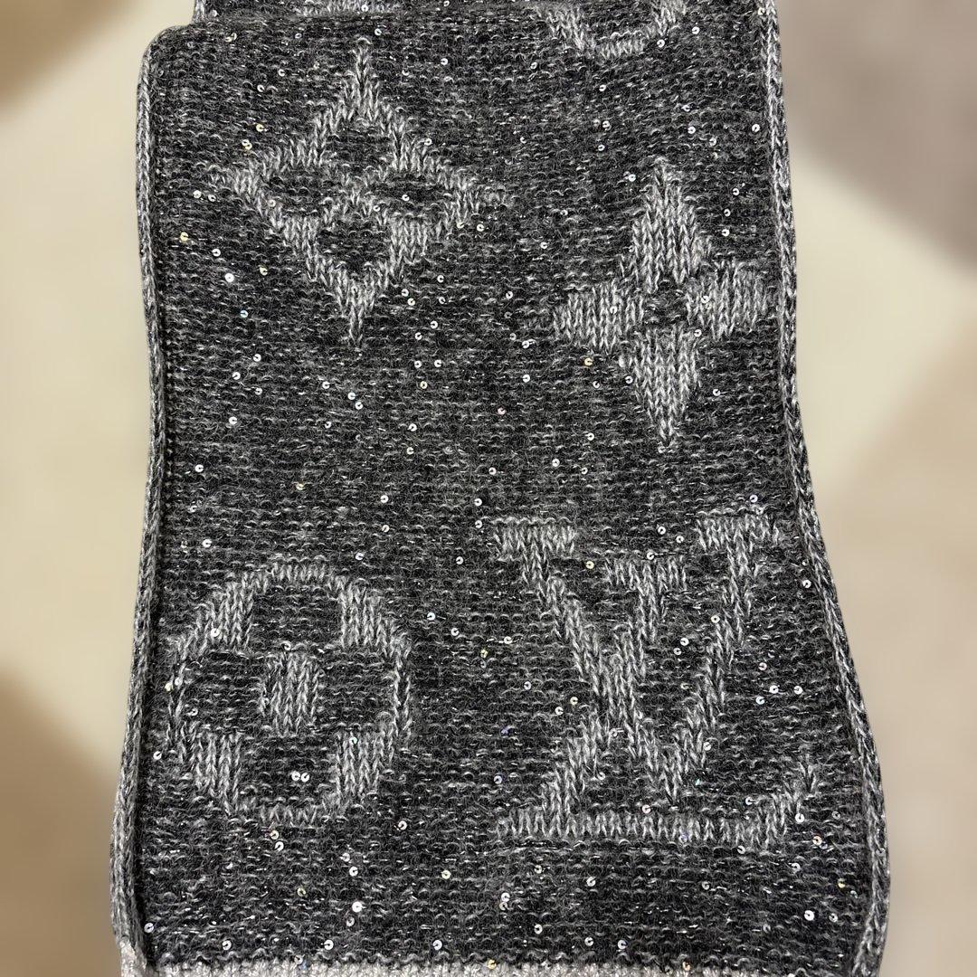 ルイヴィトン マフラー エシャルプ スパンコール 401910 ブラック グレー