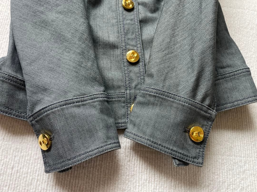 エスカーダ ジャケット 36 デニム風 ゴールドボタン 美シルエット