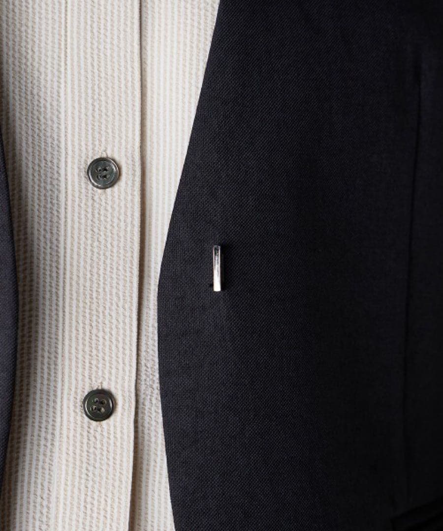 未使用 la.f… ストレッチノーカラージャケット洗濯機で洗える