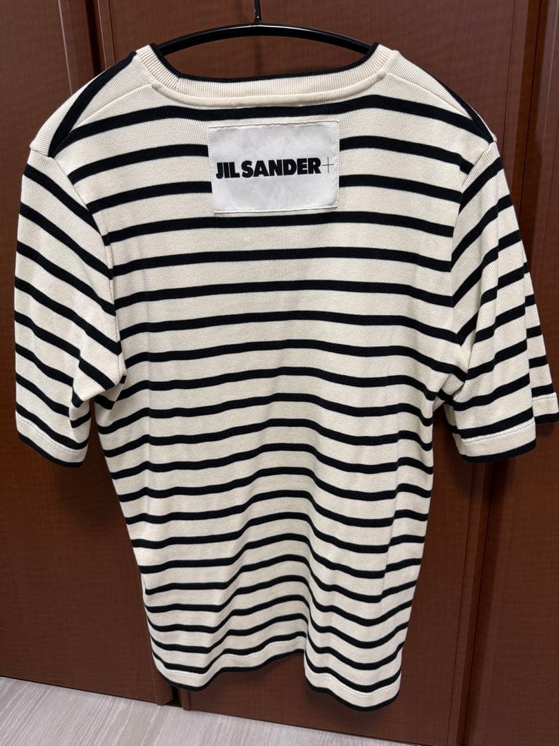 JIL SANDER クリーム/ブラックストライプ Tシャツ L