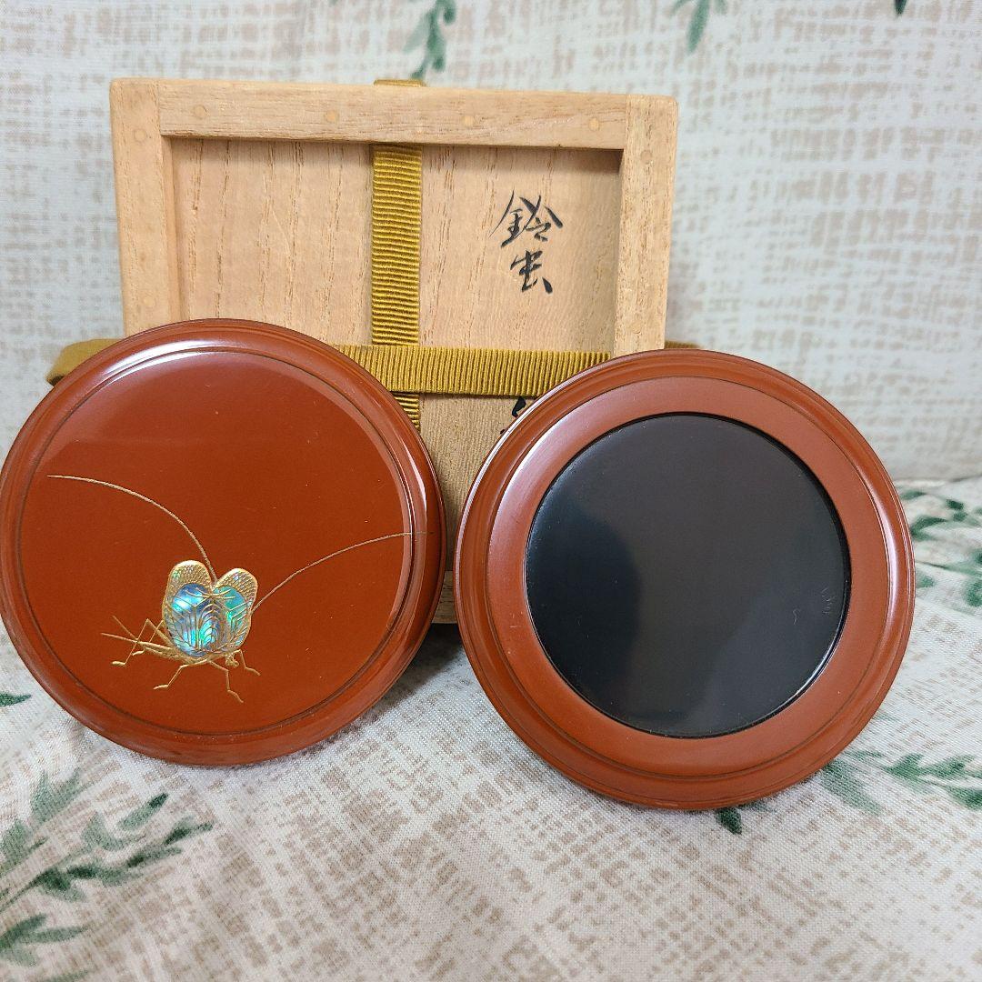 茶道具　香合　高桑泉斎　鈴虫秋草蒔絵