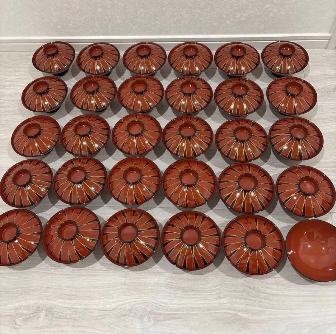 お吸い物椀　蓋付きお椀　29個まとめ売り　昭和レトロ　お上品漆器