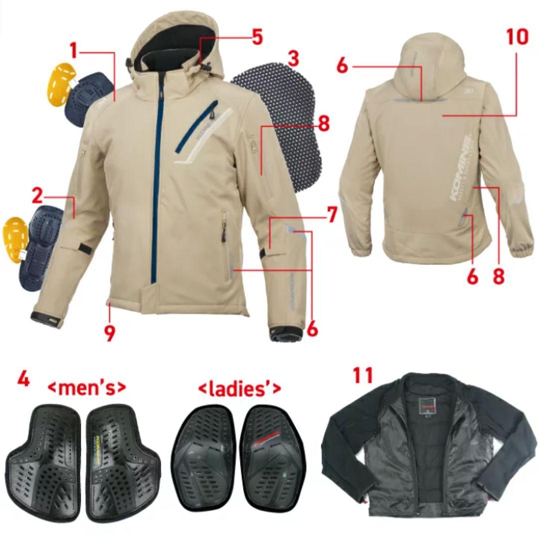 KOMINE JK-579 プロテクター付き バイク ジャケット レディース