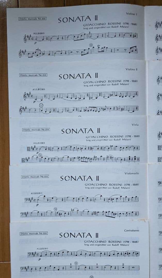 ロッシーニ6つの弦楽のためのソナタ楽譜