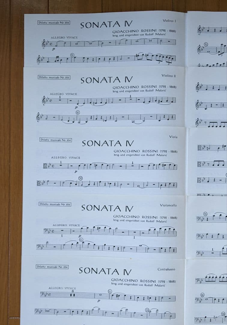 ロッシーニ6つの弦楽のためのソナタ楽譜