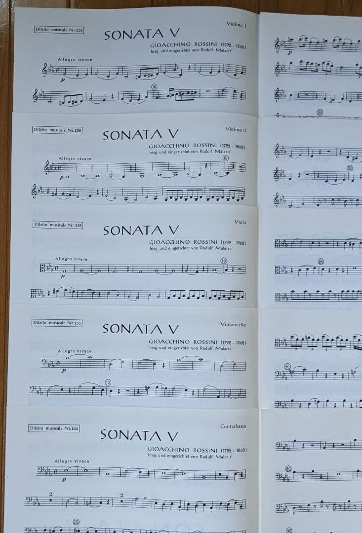 ロッシーニ6つの弦楽のためのソナタ楽譜