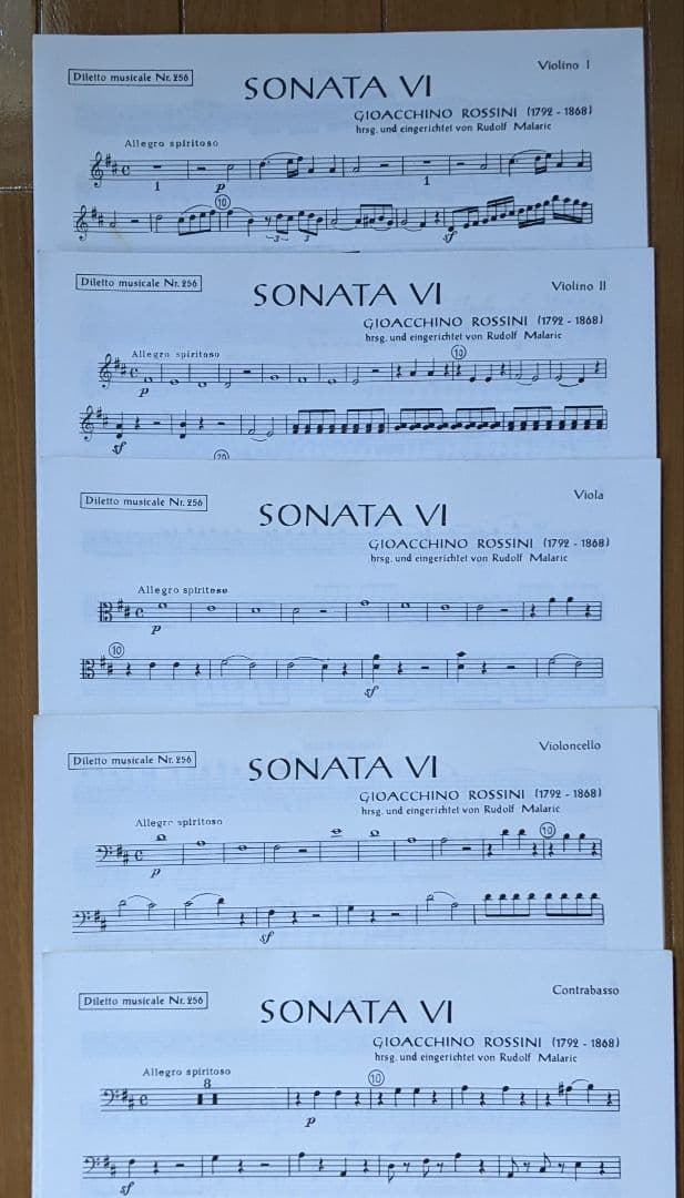 ロッシーニ6つの弦楽のためのソナタ楽譜